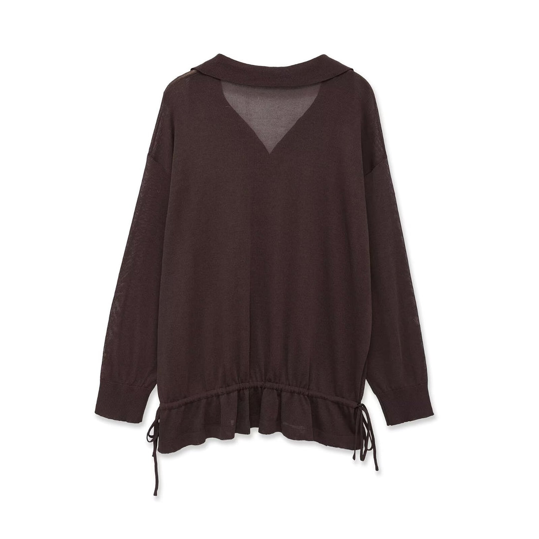 Damen Oversize-Pullover mit Polokragen, V-Ausschnitt und Tunnelzug Drune