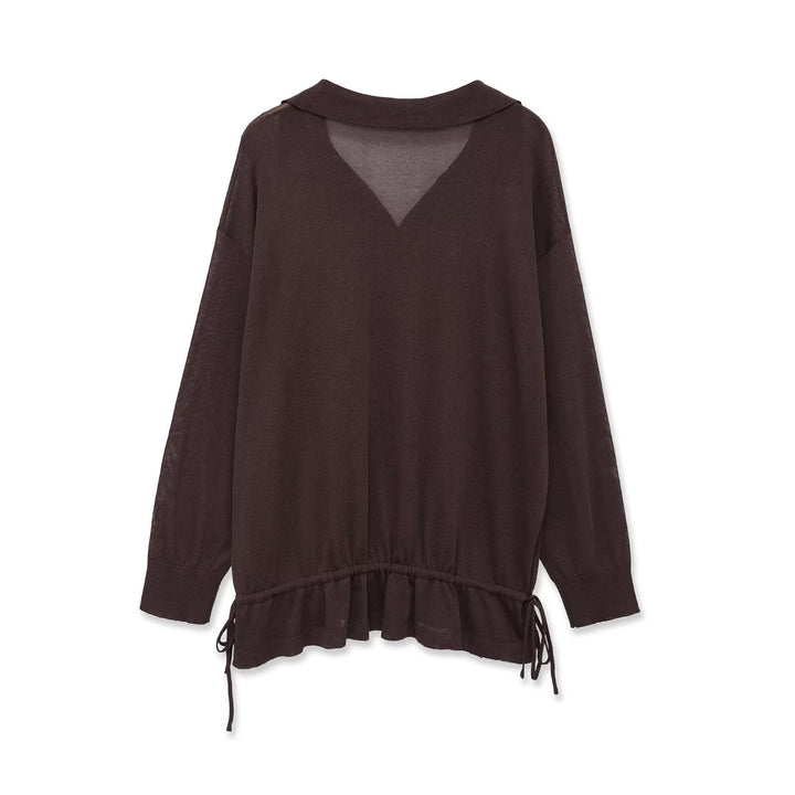 Damen Oversize-Pullover mit Polokragen, V-Ausschnitt und Tunnelzug Drune