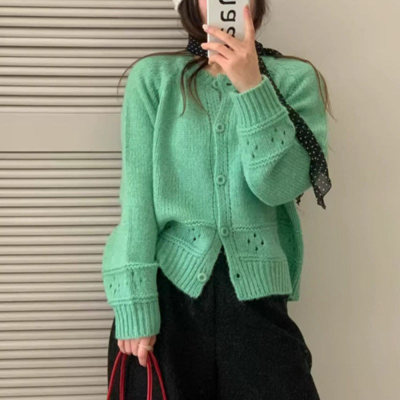 Damen Strickjacke mit feiner Lochmusterung und Knopfverschluss Drune