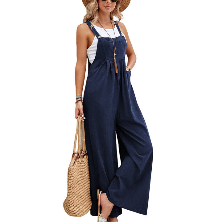 Damen trendiger Jumpsuit mit weitem Bein und verstellbaren Trägern Drune