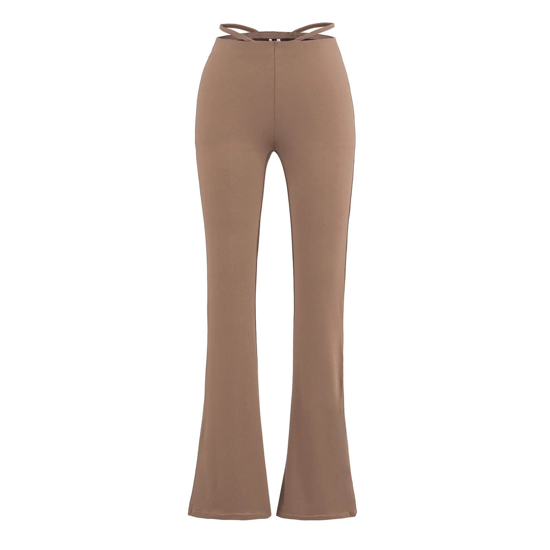 Damen elegante Flared-Hose mit hohem Bund und praktischen Seitentaschen Drune