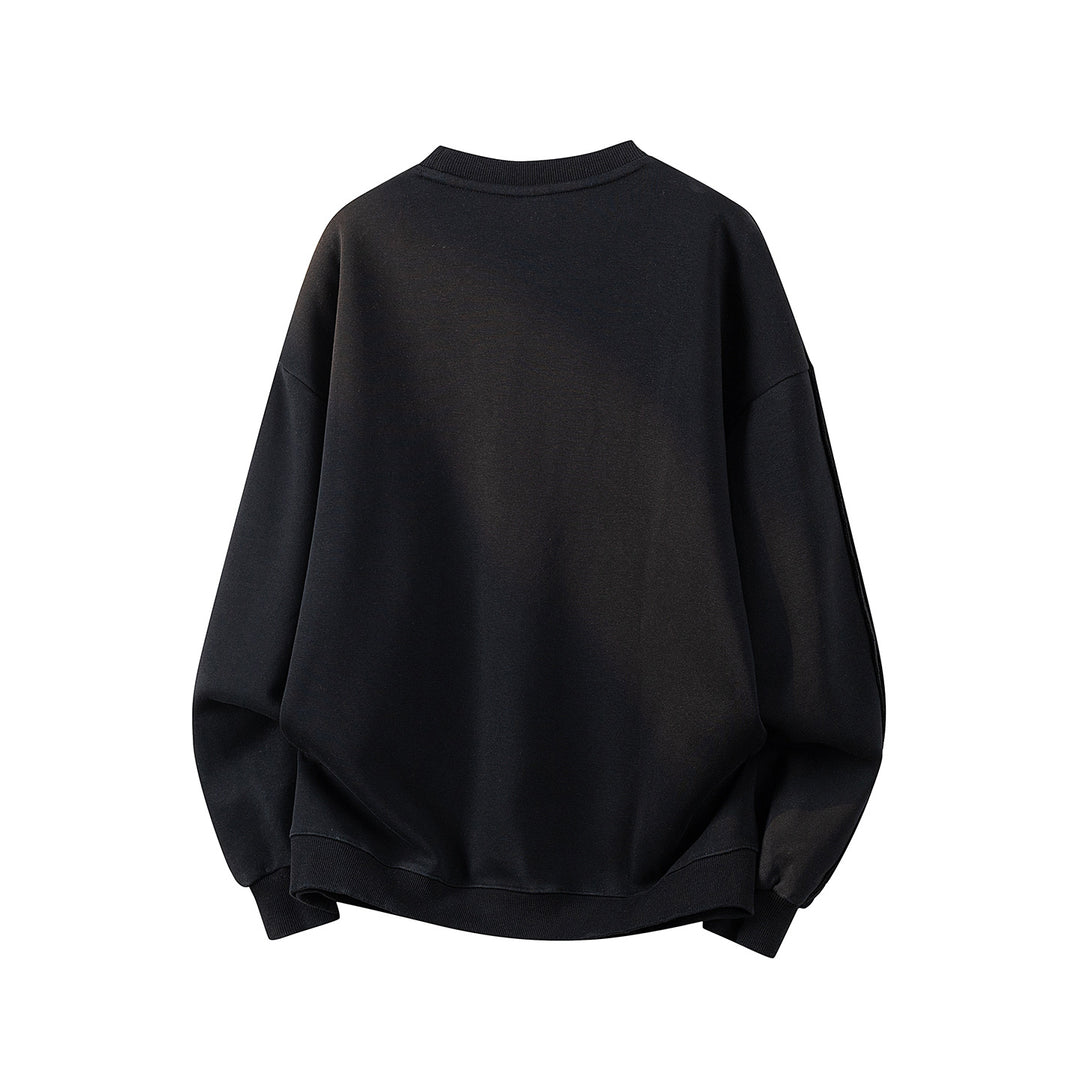 Damen Oversize-Sweatshirt mit gesticktem Schriftzug, abgerundetem Saum & überschnittener Schulter Drune