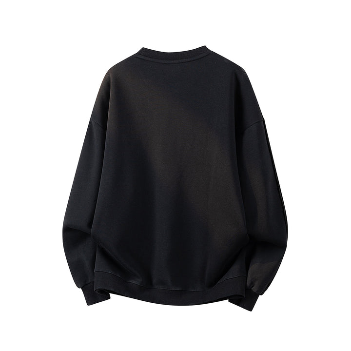 Damen Oversize-Sweatshirt mit gesticktem Schriftzug, abgerundetem Saum & überschnittener Schulter Drune