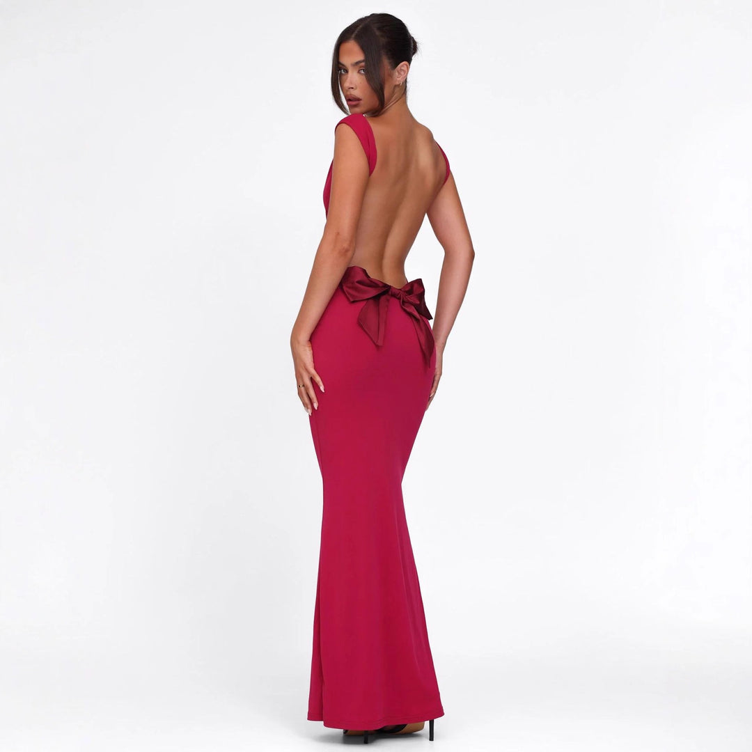 Damen nan körperbetontes Abendkleid mit quadratischem Ausschnitt und breiten Trägern Drune