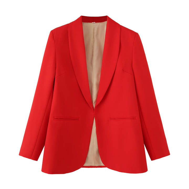 Damen nan eleganter Longblazer mit Schalkragen, unstrukturiertem Fall und paspelierten Leistentaschen Drune