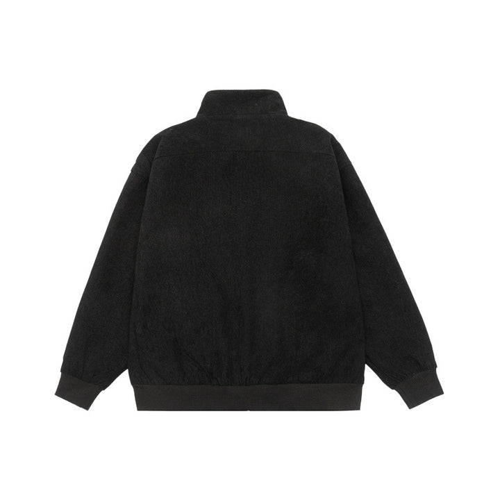 Unisex Teddy-Fleece Bomberjacke mit Stehkragen und Druckknopf-Taschen Drune
