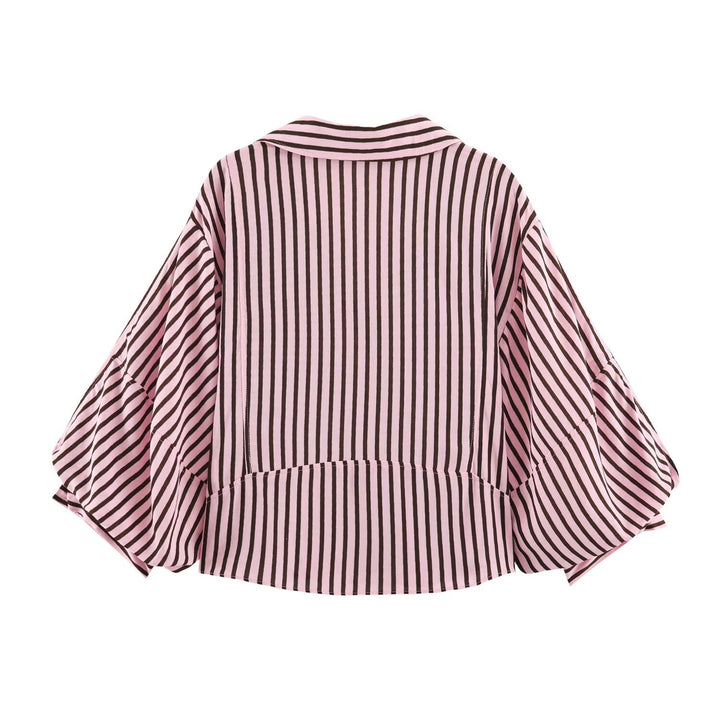Damen Oversize-Hemdbluse mit tiefem V-Ausschnitt und Ballonärmeln Drune
