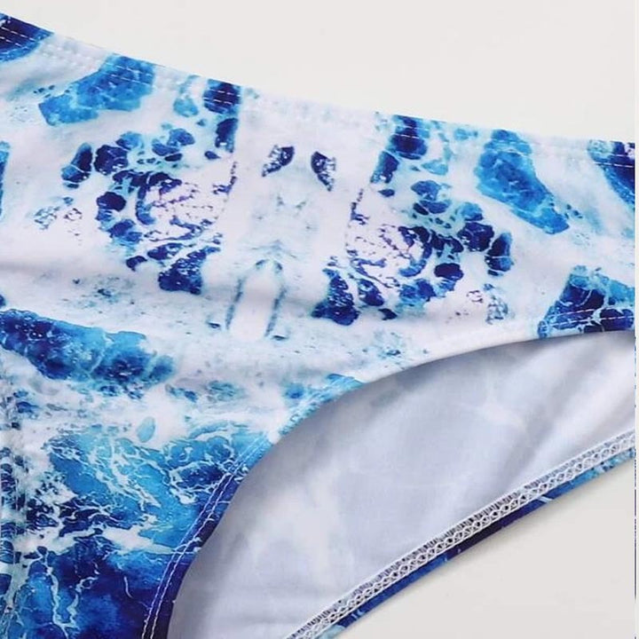 Damen Sport-Bikini mit asymmetrischem Schnitt und modischem Wasser-Motiv Drune