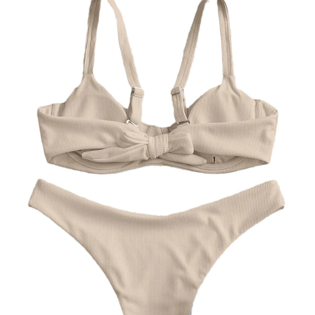Damen Bikini-Set mit hoch tailliertem Slip und strukturiertem Oberteil Drune