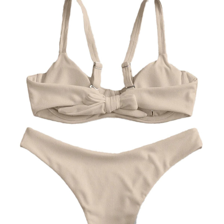 Damen Bikini-Set mit hoch tailliertem Slip und strukturiertem Oberteil Drune