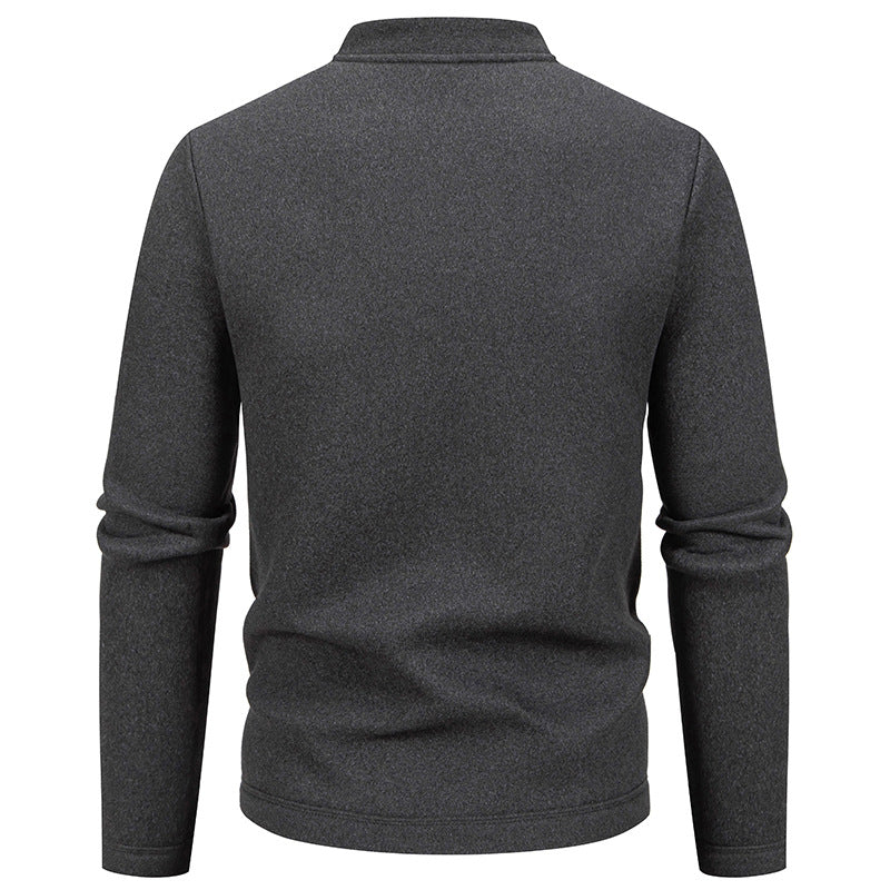 Herren Stehkragen-Strickjacke mit Knopfleiste und leichtem Wollmix Drune