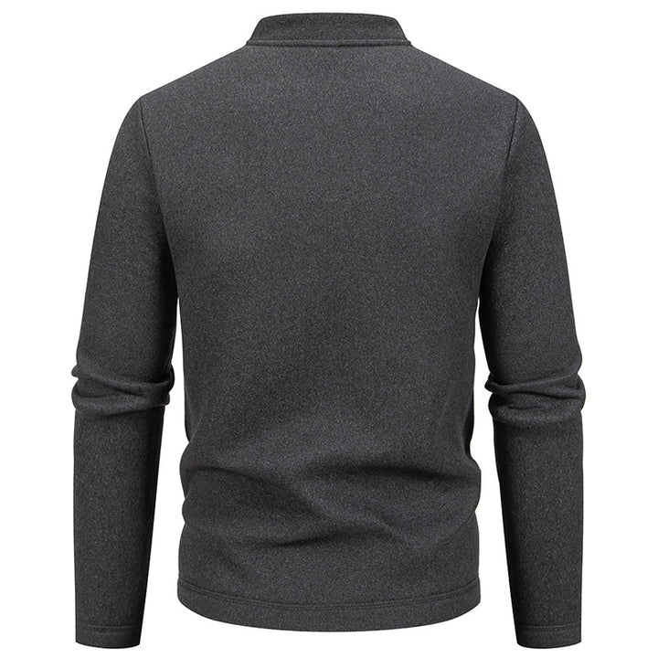 Herren Stehkragen-Strickjacke mit Knopfleiste und leichtem Wollmix Drune