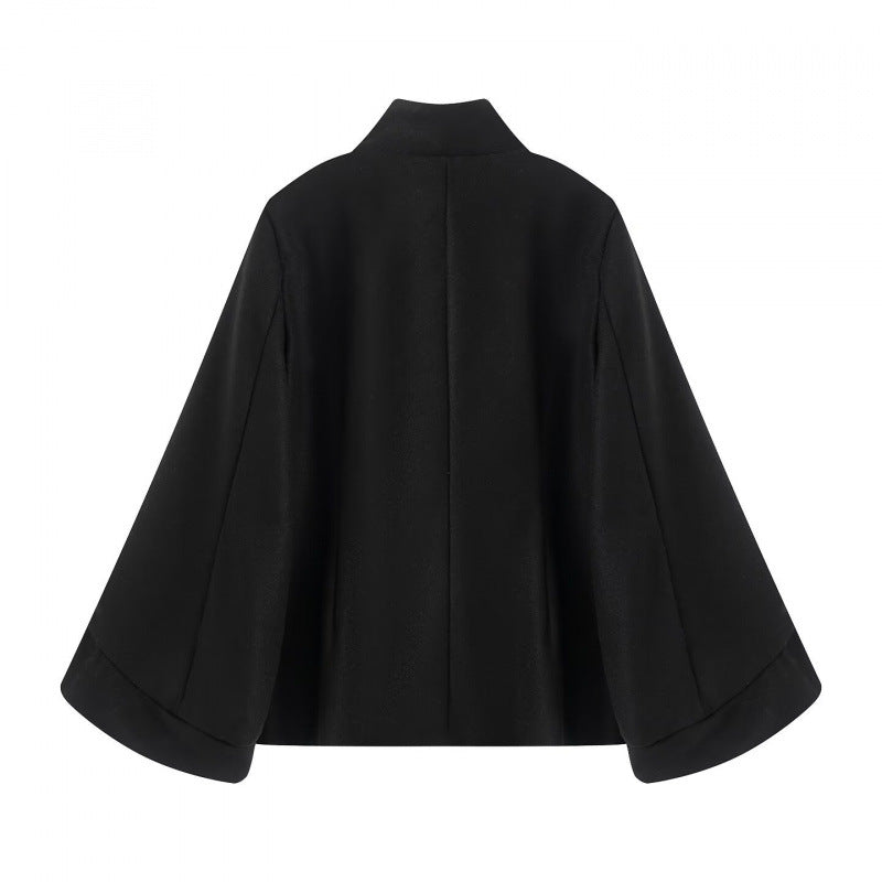 Damen Taillierte Double‑Breasted Kurzjacke mit Stehkragen und Glockenärmeln Drune