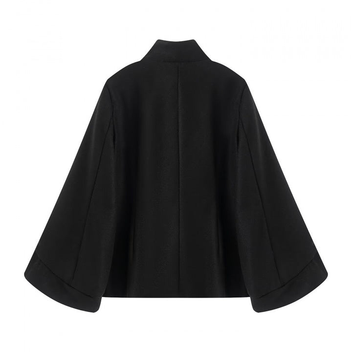 Damen Taillierte Double‑Breasted Kurzjacke mit Stehkragen und Glockenärmeln Drune