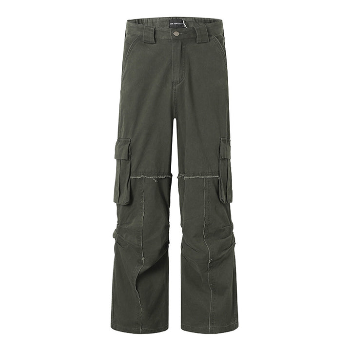Damen Weite Cargo-Culotte-Hose mit hoher Taille, Multi‑Taschen und sichtbaren Nahtdetails Drune