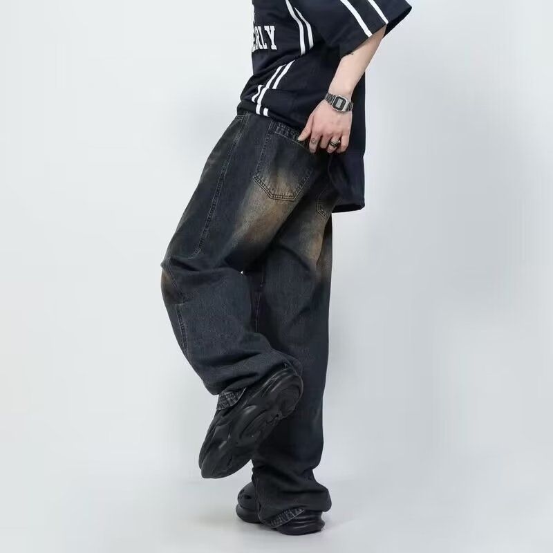 Herren Wide-Leg Jeans im lässigen Vintage-Design mit einzigartiger Waschung Drune
