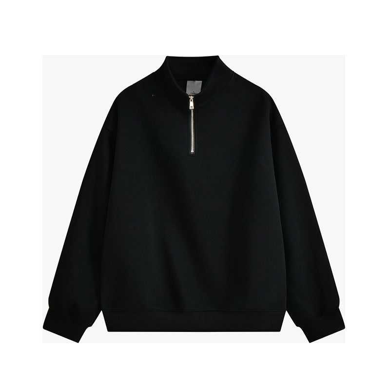Unisex oversized Halbzip-Sweatshirt mit Stehkragen, Rippbündchen und weichem Fleece-Innenfutter Drune