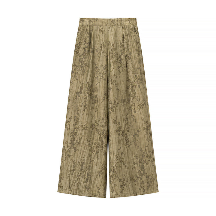 Damen Zweiteiliges Jacquard-Loungewear-Set mit Hemdbluse und weiter Palazzohose Drune