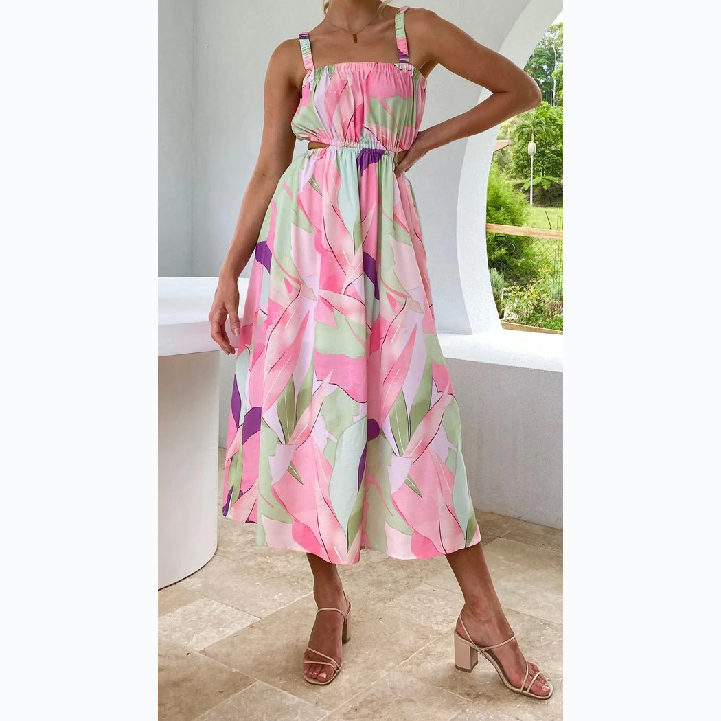 Damen Maxikleid mit elastischem Taillenzug und trägerfreiem Oberteil Drune