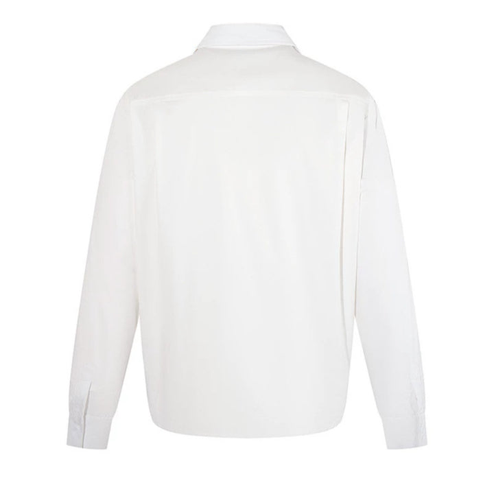 Damen Elegante Bluse mit verdeckter V-Schlitzfront, Hemdkragen und elastischem Saum Drune