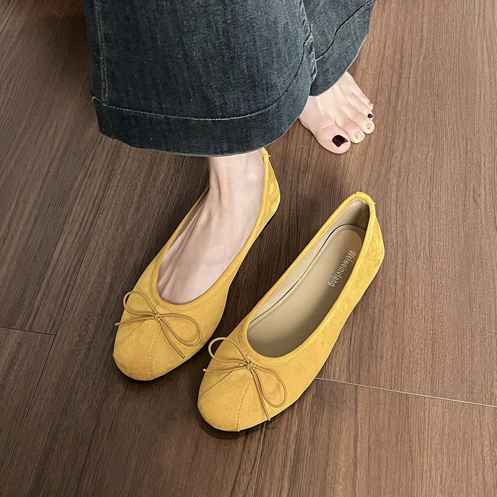 Damen elegante Ballerinas mit zartem Schleifenakzent und weichem Obermaterial Drune