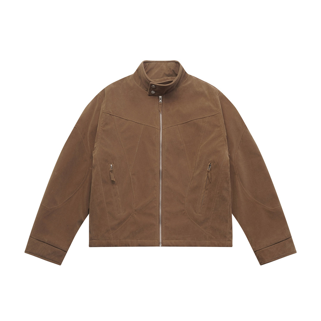 Herren Kurzblouson aus Velours‑Suede mit hohem Kragen und ergonomischer Nahtführung Drune