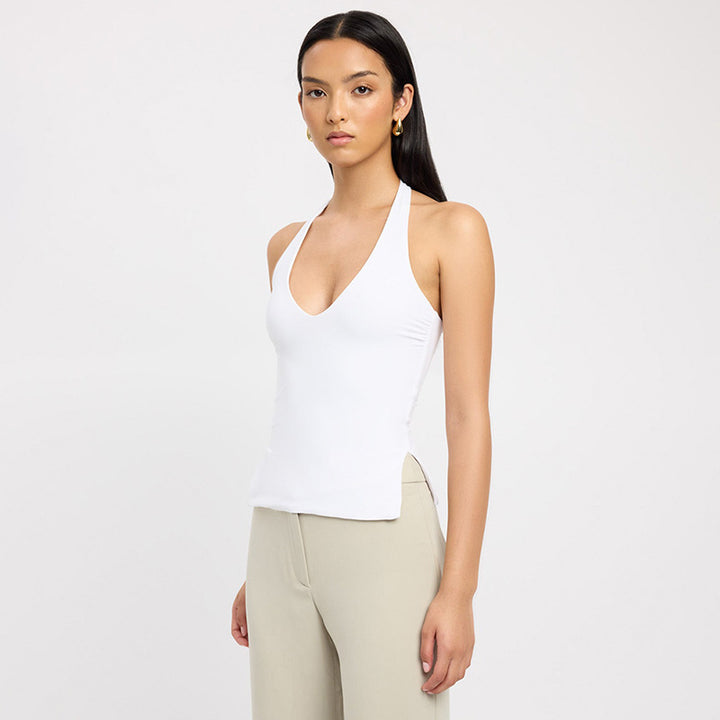 Damen Halter Neck Slim Fit Top Drune