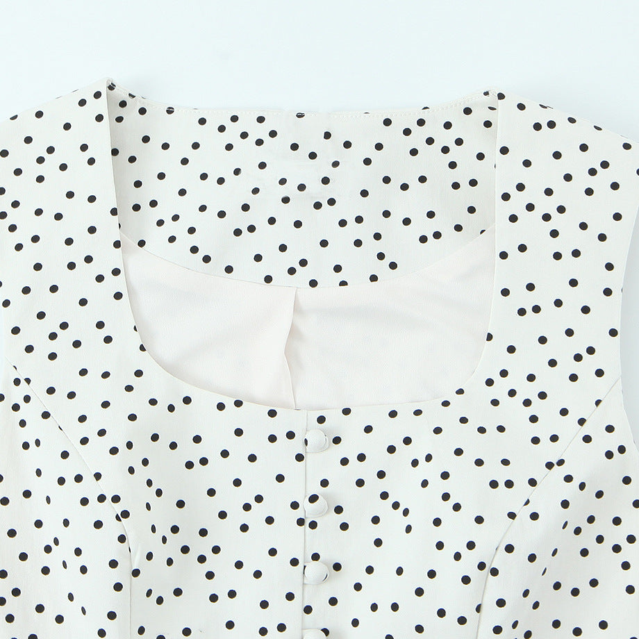 Damen Polka-Dot Tailliertes Oberteil mit eleganter Knopfleiste Drune