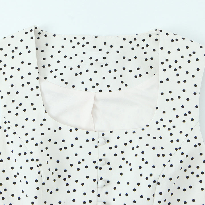Damen Polka-Dot Tailliertes Oberteil mit eleganter Knopfleiste Drune