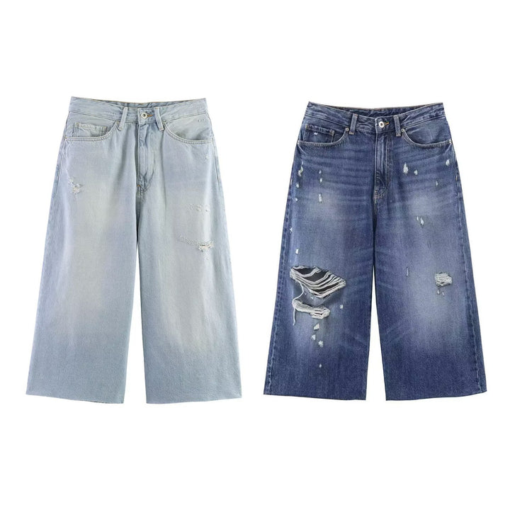 Damen weit geschnittene Jeans im lässigen Destroyed-Design Drune