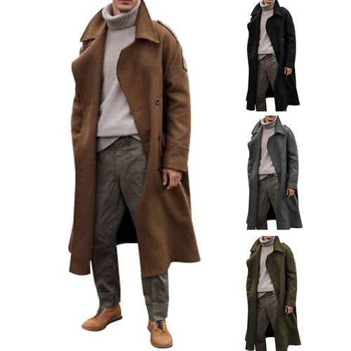 Herren eleganter Übergangsmantel aus hochwertigem Wolle-Mix mit praktischem Gürtel Drune