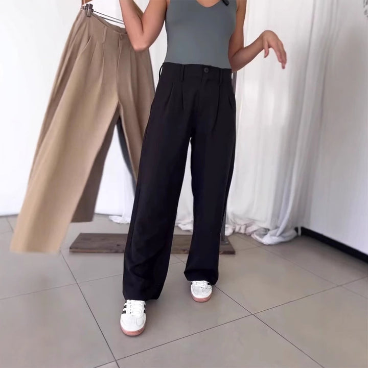 Damen dekorative High-Waist-Hosen mit Falten Drune
