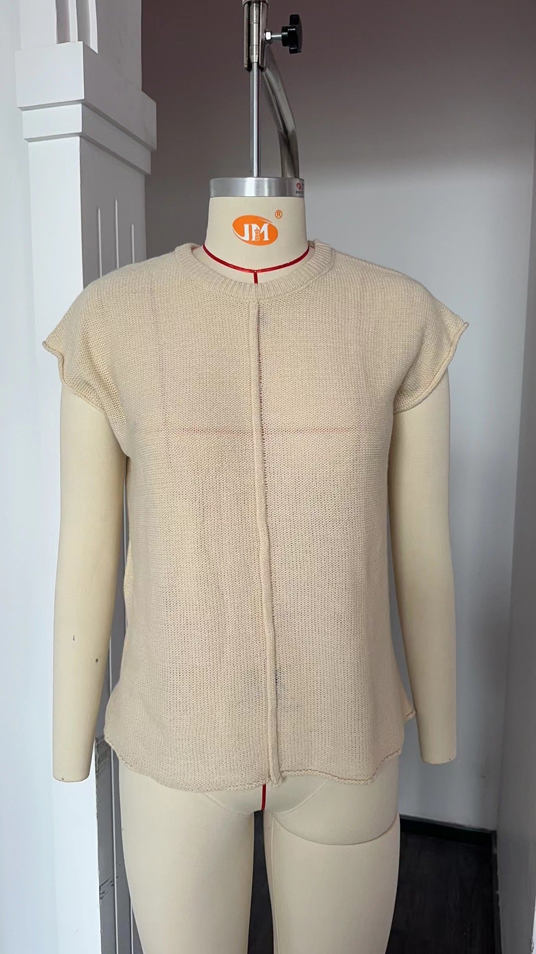 Damen lässiges Strickoberteil mit kurzen Ärmeln und strukturiertem Design Drune