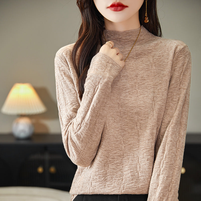 Damen Strukturiertes Feinstrick-Longsleeve mit Stehkragen und kastiger Silhouette Drune