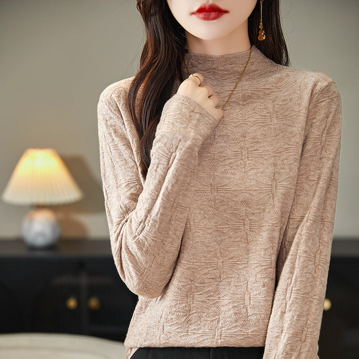 Damen Strukturiertes Feinstrick-Longsleeve mit Stehkragen und kastiger Silhouette Drune