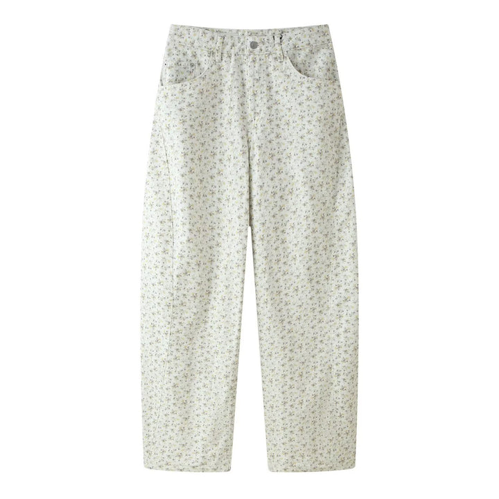 Damen Hochtaillierte weite Cropped‑Hose mit floralem Alloverprint Drune