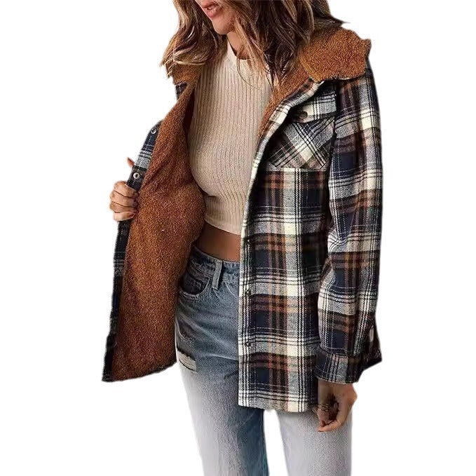 Damen Flanelljacke mit Fleecefutter Drune