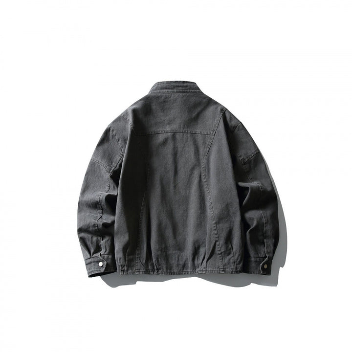 Herren Leichte Worker-Jacke aus Stonewashed-Baumwollmix mit Stehkragen Drune
