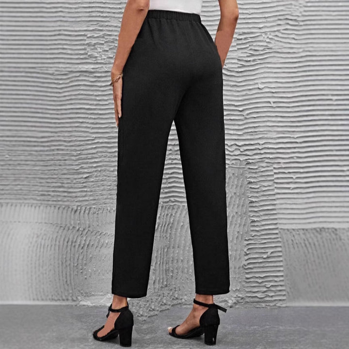 Damen nan hochgeschnittene konisch geschnittene Business-Hose mit elastischem Bund und seitlichen Eingrifftaschen Drune