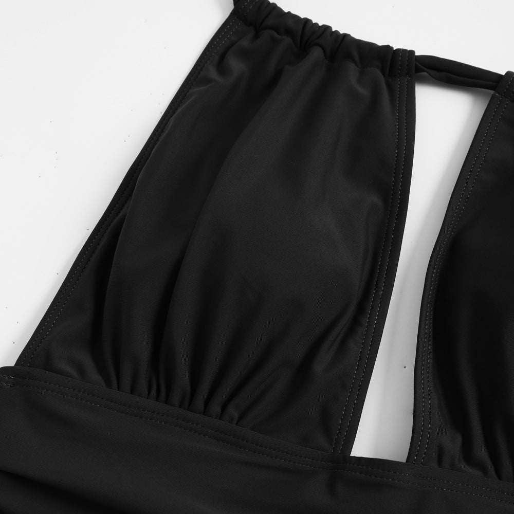 Damen Einteiliger Badeanzug mit tiefem V-Ausschnitt und verstellbaren Trägern Drune