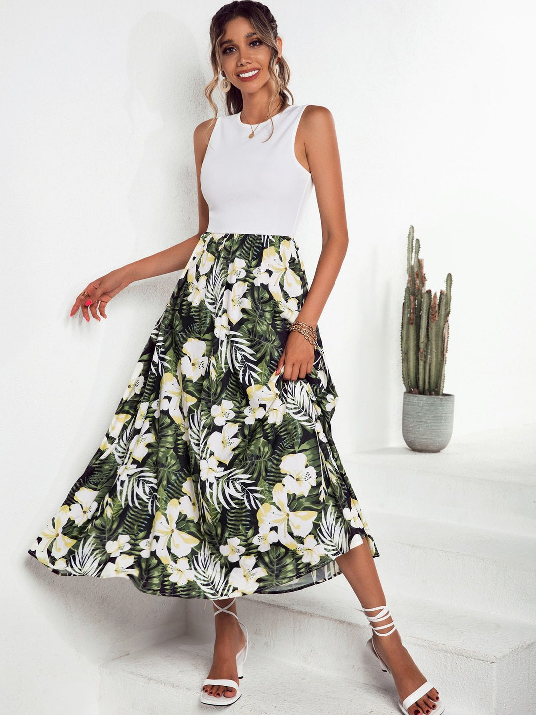 Damen Maxirock mit floralem Muster und schwingendem Saum Drune