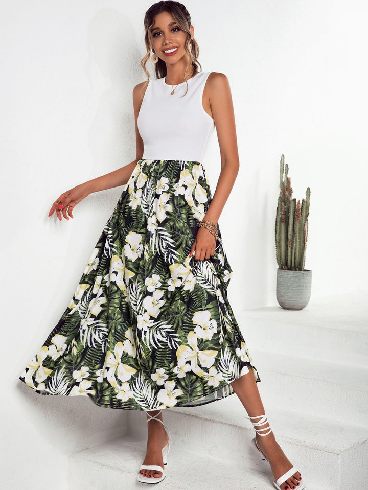 Damen Maxirock mit floralem Muster und schwingendem Saum Drune