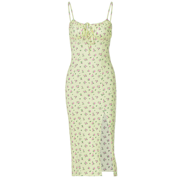 Damen Midi-Kleid mit floralem Muster und raffiniertem Schlitz Drune