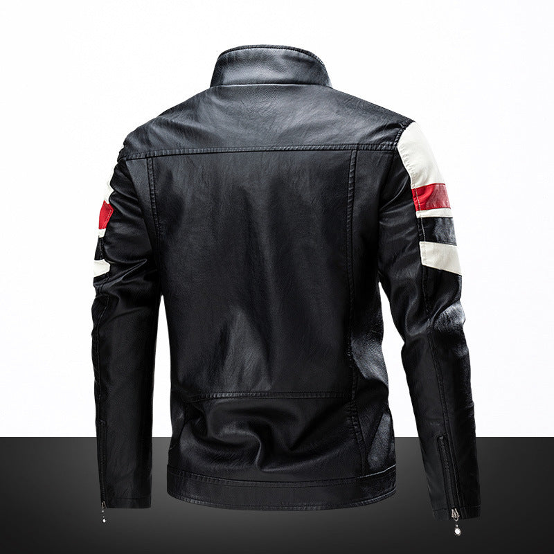 Herren Lederimitat-Bikerjacke im Retro-Racing-Design Drune