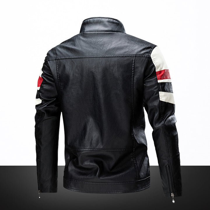 Herren Lederimitat-Bikerjacke im Retro-Racing-Design Drune