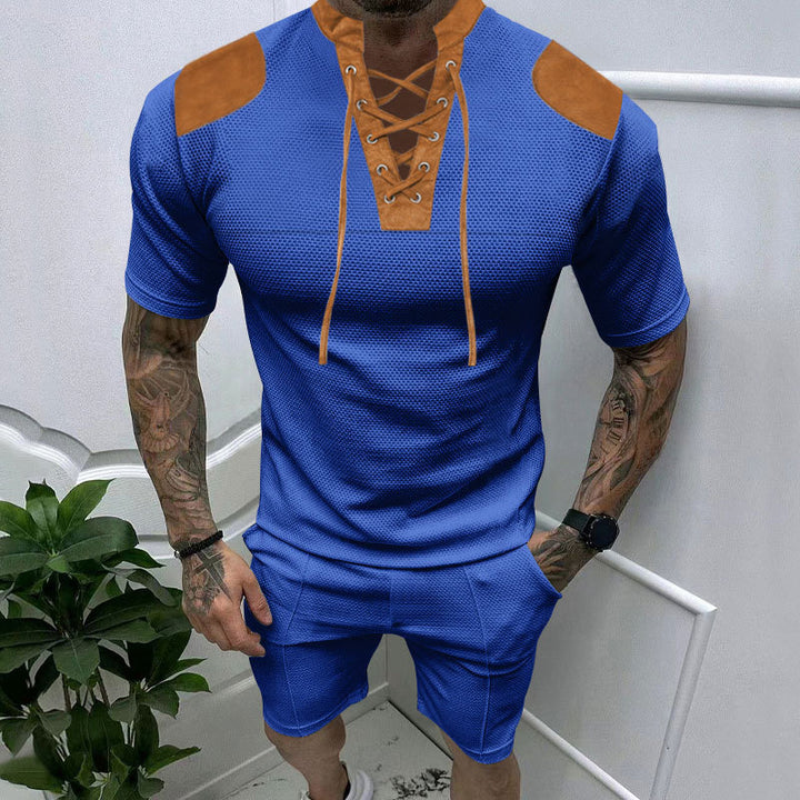 Herren trendiges Sport-T-Shirt mit einzigartigem Schnürdesign und atmungsaktivem Gewebe Drune