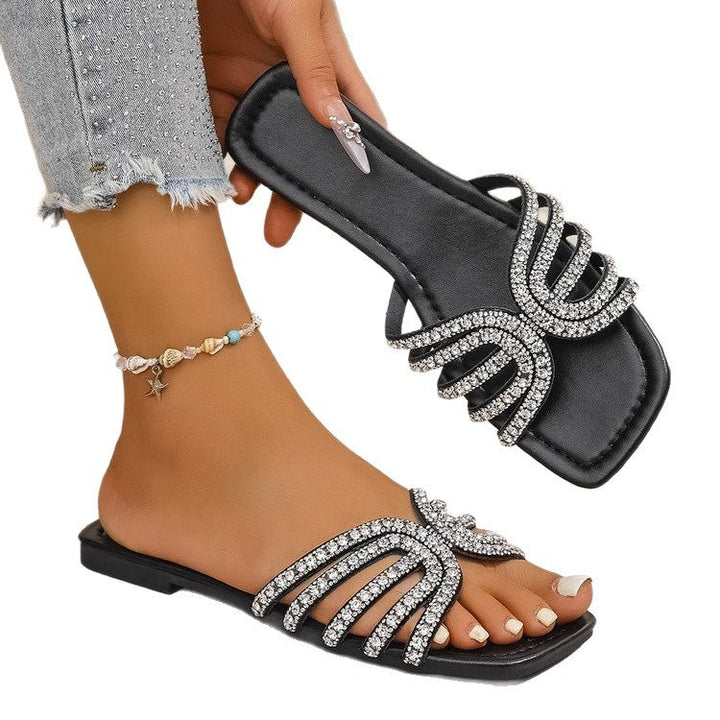 Damen Glänzende Riemchen-Sandalen mit Funkelelementen Drune