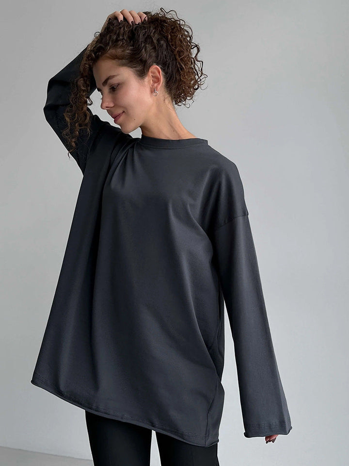 Damen Oversize Langarmshirt mit hohem Kragen Drune