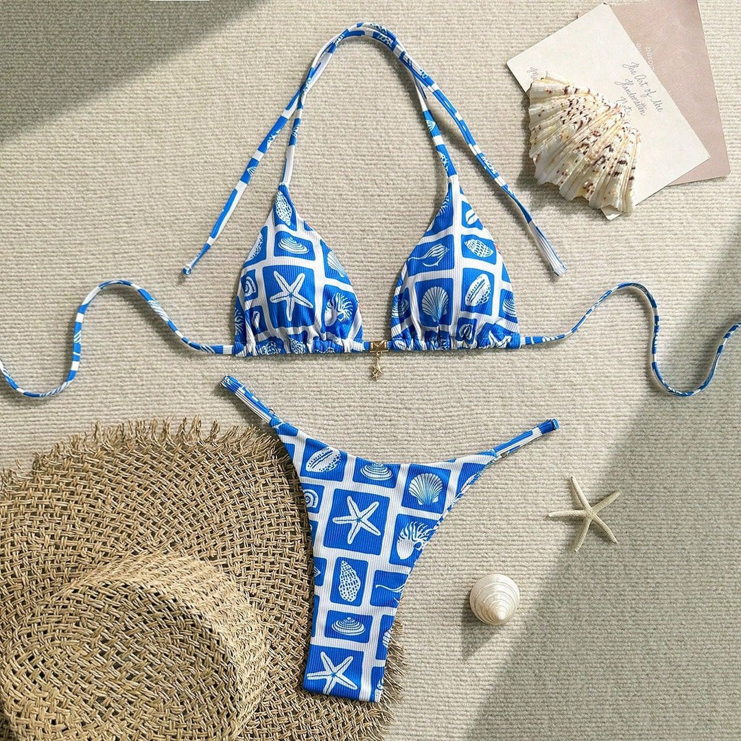 Damen Triangel-Bikini mit maritimem Muster Drune