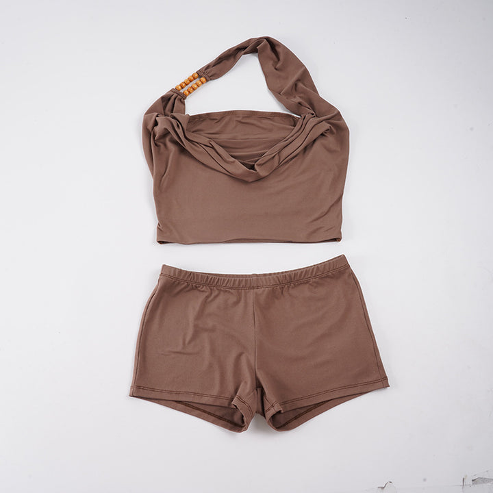 Damen Sportliches Bikini-Set mit verstellbarem Haltertop und bequemen Shorts Drune